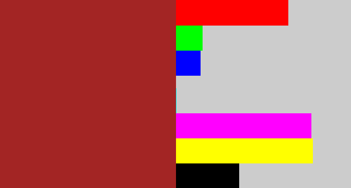 Hex color #a32524 - brick