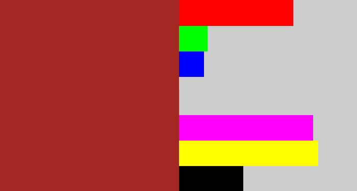 Hex color #a32824 - brick