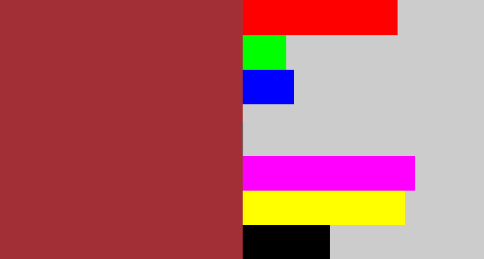 Hex color #a32f36 - brick
