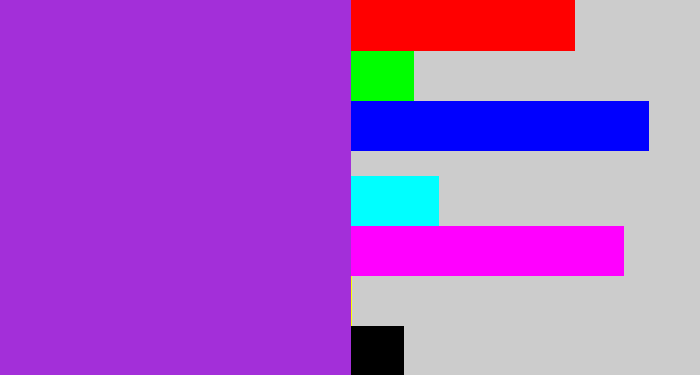 Hex color #a32fd9 - lightish purple