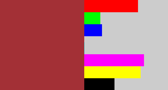 Hex color #a33036 - brick