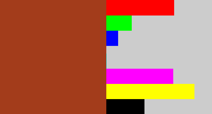 Hex color #a33c1b - brick