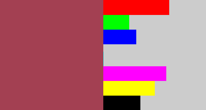 Hex color #a34052 - light maroon