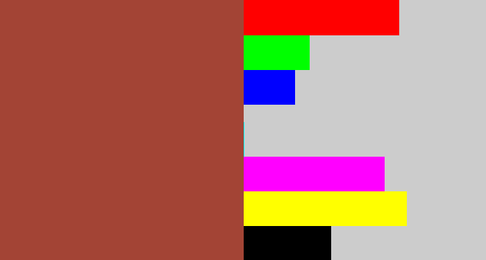 Hex color #a34435 - brick