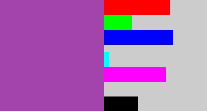 Hex color #a344ac - medium purple