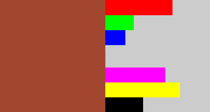 Hex color #a34630 - brick