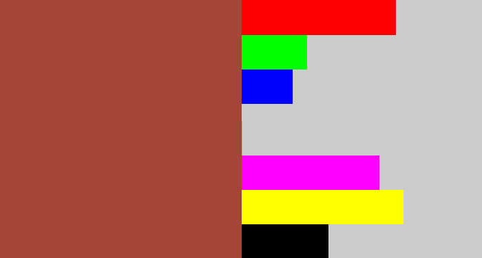 Hex color #a34635 - brick