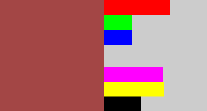 Hex color #a34645 - light maroon