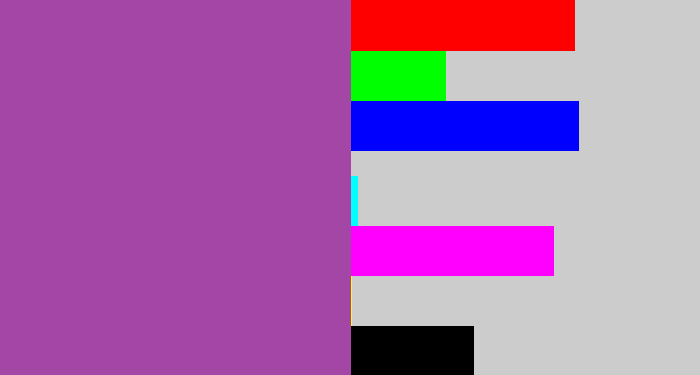 Hex color #a346a6 - medium purple