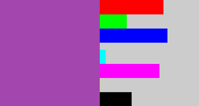 Hex color #a346ae - medium purple