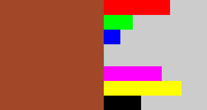 Hex color #a34729 - brick