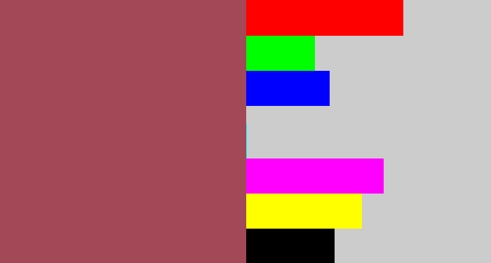 Hex color #a34856 - light maroon