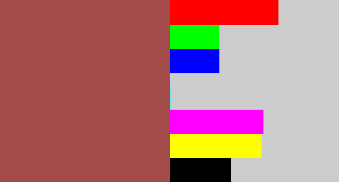 Hex color #a34a4b - light maroon