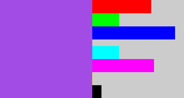 Hex color #a34be5 - lightish purple