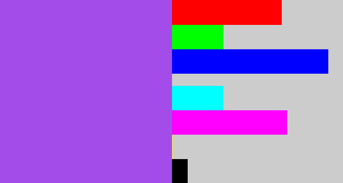 Hex color #a34ce9 - lightish purple