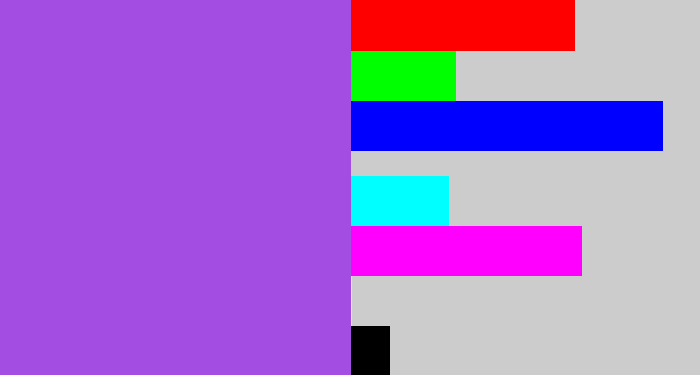 Hex color #a34de3 - lightish purple