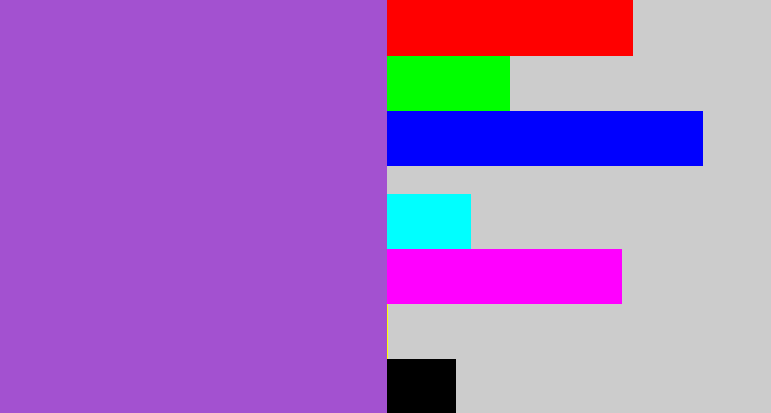 Hex color #a351d0 - lightish purple