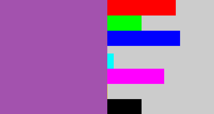 Hex color #a352ae - medium purple