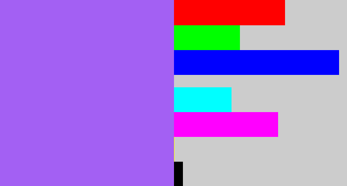 Hex color #a360f3 - lighter purple