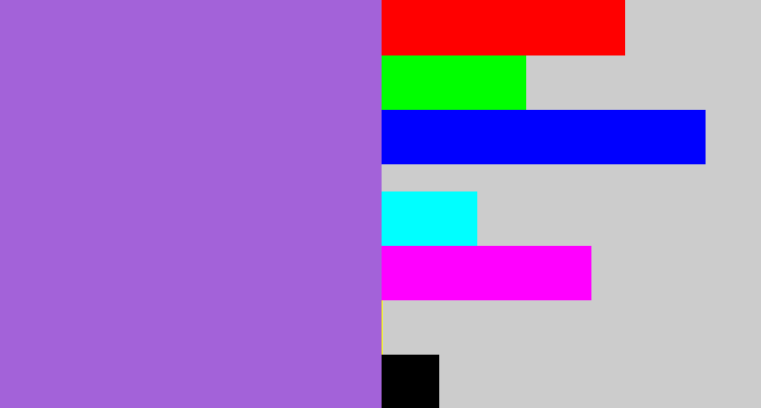 Hex color #a362d9 - lightish purple