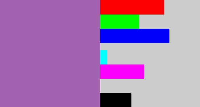 Hex color #a363b0 - soft purple