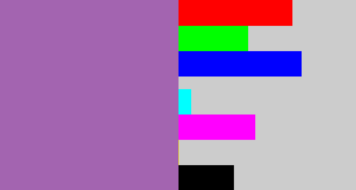 Hex color #a364b0 - soft purple