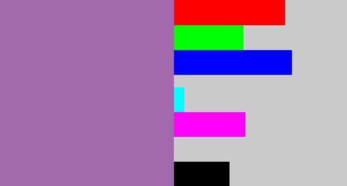 Hex color #a367ae - soft purple