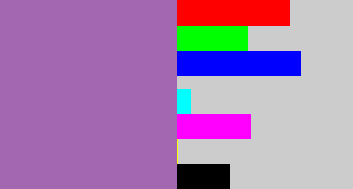 Hex color #a367b2 - soft purple