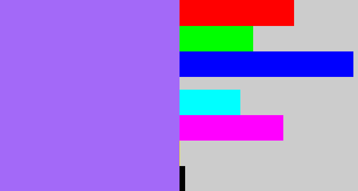 Hex color #a369f8 - lighter purple