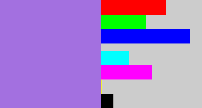 Hex color #a370e0 - light urple