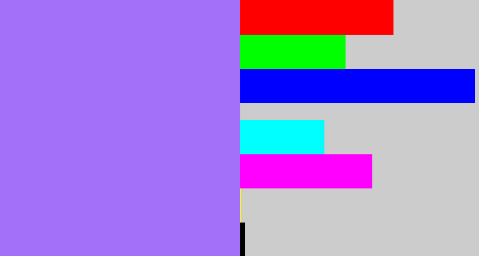 Hex color #a371f9 - light urple