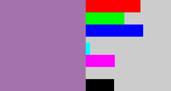Hex color #a372ac - soft purple