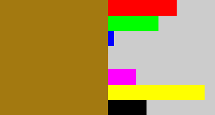 Hex color #a37910 - mustard brown