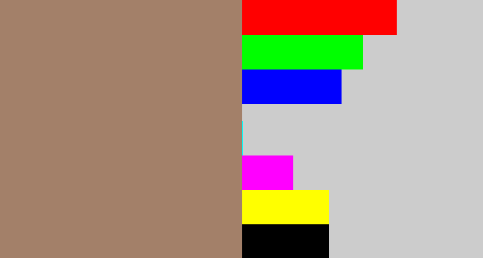 Hex color #a38069 - reddish grey