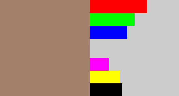 Hex color #a3806c - reddish grey