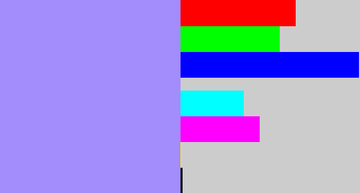 Hex color #a38cfc - periwinkle