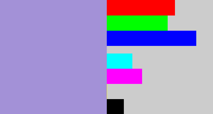 Hex color #a391d7 - pale purple