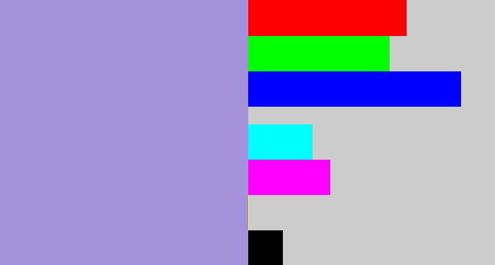 Hex color #a392db - pale purple