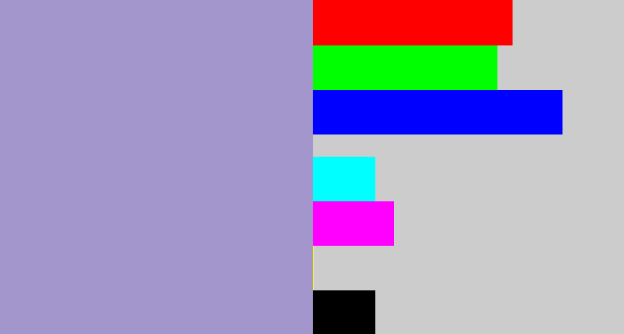 Hex color #a396cc - pale purple