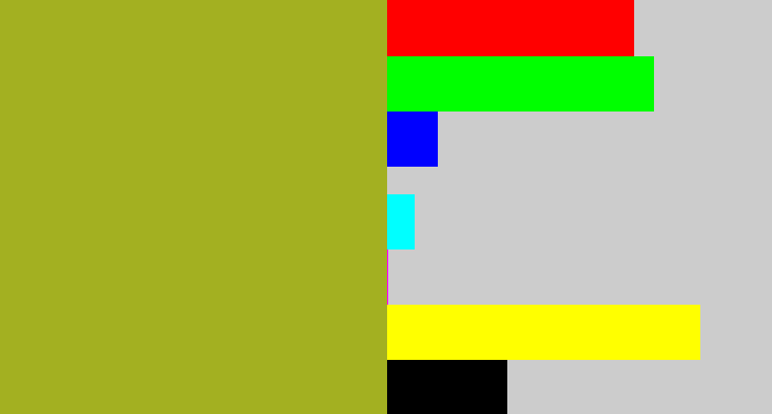 Hex color #a3b021 - pea