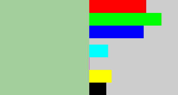 Hex color #a3ce9b - light grey green