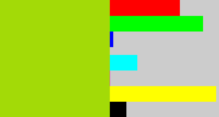 Hex color #a3da07 - slime green