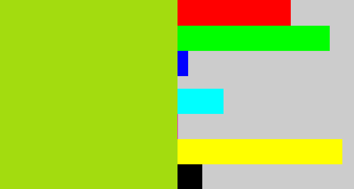 Hex color #a3dc0f - yellowish green