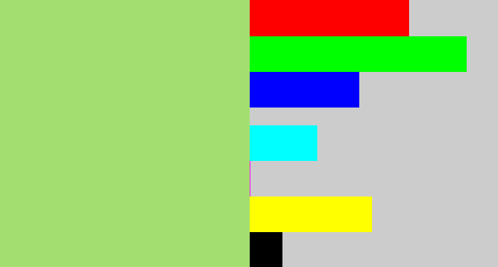 Hex color #a3de71 - pale olive green