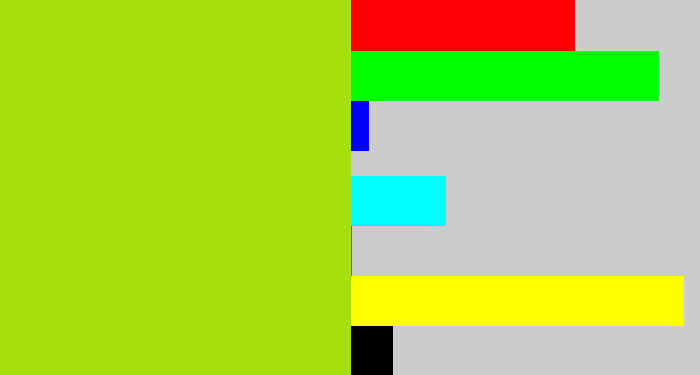 Hex color #a3e00c - yellowish green