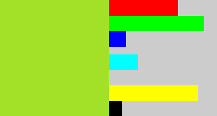 Hex color #a3e028 - yellowish green