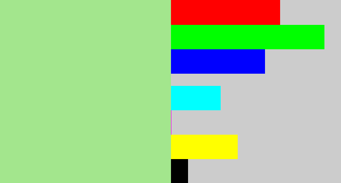Hex color #a3e68d - pale light green