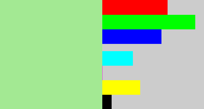 Hex color #a3e993 - pale light green