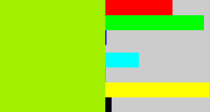 Hex color #a3ef02 - lemon green