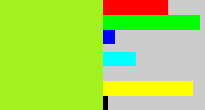 Hex color #a3f11e - yellowish green